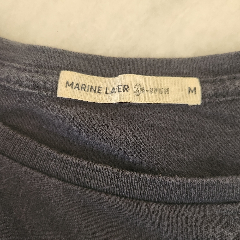 Marine Layer Blue Tee With Palm Tree Pocket Women's Size Medium - Picture 6 of 7